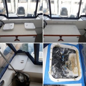 New Covers on cockpit box are:
"Imtra" 4000 Series Rectangular Hatch, Medium, Dream White, Item: SPA-40154
and the original factory covers are in lazerate.