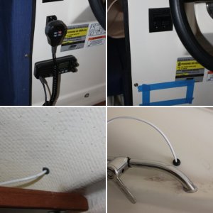 I used a tire air valve to get the antenna cable through the roof.  It is a snug fit; hopefully water will stay outside of the cabin.