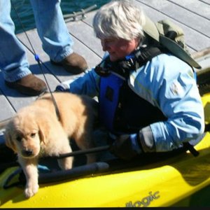 New puppy Libby takes her first boat ride