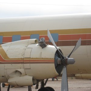 Pima Air Museum, a must see for aviation enthusiasts.  This DC6B blew a cylidnder thru the cowl on delivery. They just left it.