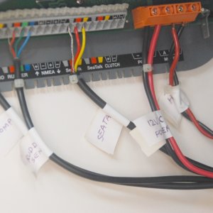 Sea Angel's SmartPilot wiring. Notice all the terminals are color coded with the appropriate cables; except, the BiDirectional Hydrolic Pump. Its terminal is labeled "A" & "B".  Beware of the leads position if you should have to remove them. This hookup has the Red wire to the "A" Terminal.