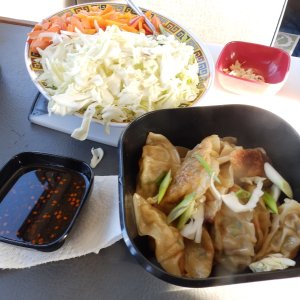 pot stickers and makings for stir fry