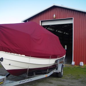 The color matched, winter storage.  Great hide-away.  Leaving the cover on, even in the barn, sure keep the boat cleaner.