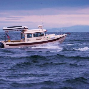2019 Cal.  Crossing Juan De Fuca Strait with a fleet heading to Friday Harbor CBGT.