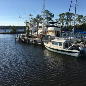 At home on the dock at Bluewater Bay Marina
