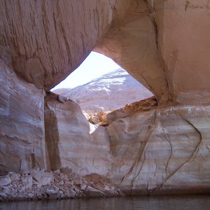 Media 'La Gorce Arch in Davis Canyon on the Escalante River Arm 9-27' in album 'Looking back up lake between Lake Canyon and Annies Canyon after leaving Halls Crossing on 9-23'