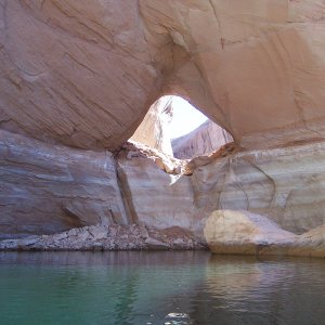Media 'La Gorce Arch in Davis Canyon on the Escalante River Arm 9-27' in album 'Looking back up lake between Lake Canyon and Annies Canyon after leaving Halls Crossing on 9-23'