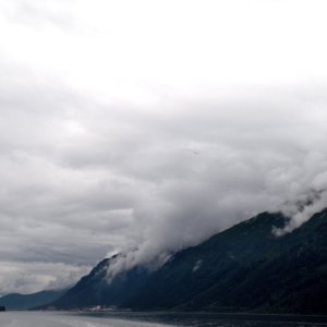 Gastineau Channel heading south with eagle escort.