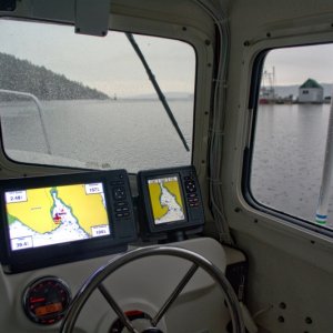 Departing Genoa Bay early on a rainy morning