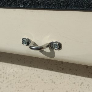 Put 2 pad eyes on each side of the cockpit so I can bungee the chairs off to the side. I do need to get proper stainless hardware though.