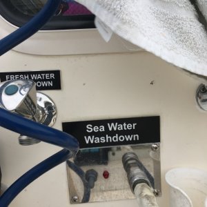 Fresh water is spliced into the hot water tank outlet & pressure's up from fresh pump.
Sea water is standard C-Dory mostly kind of.