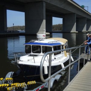 Launching the Betty Ann in the Connecticut River at the Baldwin Boat Launch