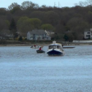 The Betty Ann preparing for docking. Les Lampman lent a hand in deploying the fenders