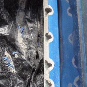 Starboard side showing fastener holes drilled out to 3/8" and foam core dremeled out.