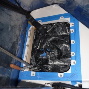 Port temporary wood form clamped in place and ready for thickened  apoxy.