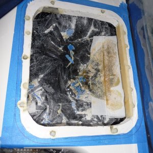 Fastener holes filled with thickened apoxy and temporary wood form stripped away.