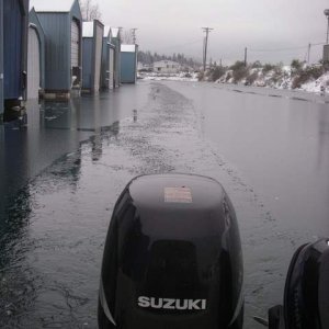 Broke ice out to mouth of bay