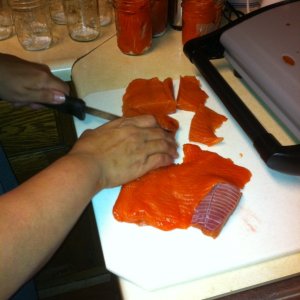 Jarring fish with my Honey no bones no skin its nice