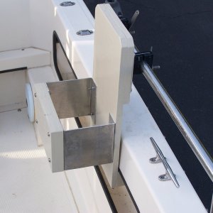 It doesn't interfere with the canvas, motor weighs 38 lbs