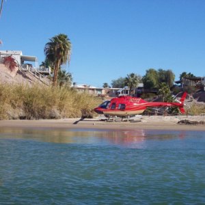 chopper flew in to land as we were coming into Martinez lake