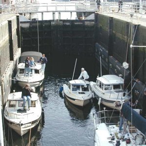 Locking through at the Ballard Locks on their way to Blake Island Gathering