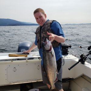 My wife's nephew with his first ever fish!
