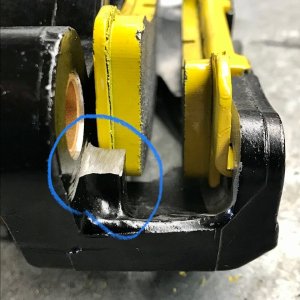 Caliper clearancing.  Very minimal amount.  1/16" probably.