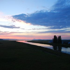 Sun sets over La Conner