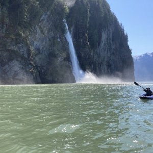 The photographer prepping to take pics from the kayak