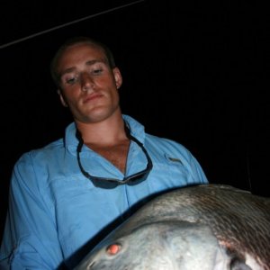 Cameron knows the secret is to stare those fish down!