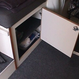 Forward dinette seat door