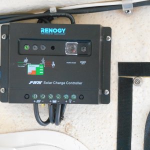The original Renogy kit included this controller, which worked fine, but I moved it to the travel trailer and upgraded to a better system for the boat.
