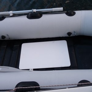 1. I put this 1/4" sheet of plastic down to protect the bottom of the boat while the generator is running and give a more stable base for the 1000 watt Honda Generator to sit on and also protect the bottom of the boat.