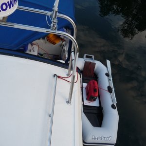 3. The generator is quite quiet. Putting the generator in the dingy get's rid of any vibration it could produce if sitting anywhere on Pacific Wanderer.