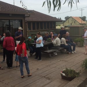 Socializing before supper.
