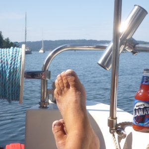 Hanging out with our Canadian friends in Pirates Cove in the Gulf Islands