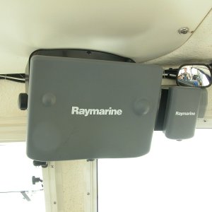 Raymarine Alpha Numeric Keypad monuted to original support bracket.