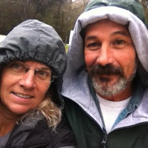 Self portrait while walking the pups in the rain.