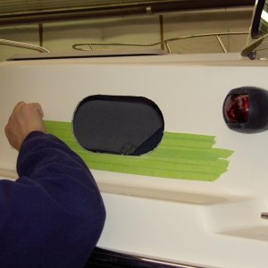 Big honkin' hole!  Removing the tape.
