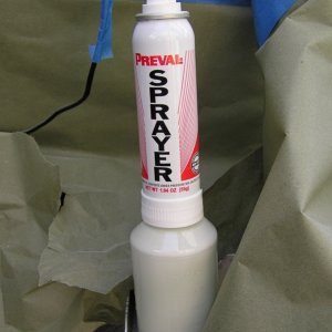The Preval sprayer w/ thinned gelcoat w/ speed cure.