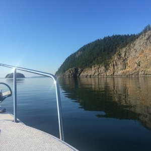 Flat calm on east side of Guemes near Boat Harbor