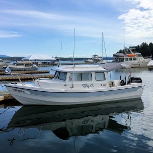 Back at the boat after my bike ride Sunday morning. Only JohnF, Brock and the crew in the Tomcat 24 were remaining