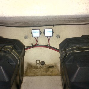 Solar panels in splashwell and controllers below slashwell.
