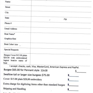 Burgee Order Form