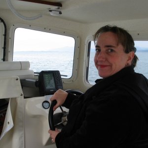 (c-dancer) Co-skipper Caryn on our Maiden Voyage