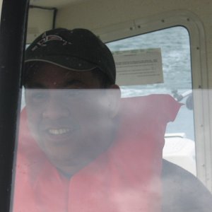 Co-skipper Peter, concentrating on Maiden Voyage