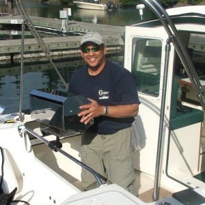 (c-dancer) Peter installing the BBQ