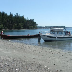(c-dancer) Support boat to Native Dugout Canoe during Canoe Journey 2005