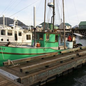 Petersburg 2011.  Wooden,"Osprey," boat built in 1918, still in use. DSC06488