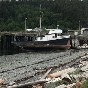 This might have been a nice fishing tug at one time, out of Alert Bay